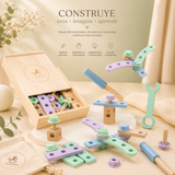 Caja de Herramientas Montessori de Madera – Juego de Construcción y Coordinación