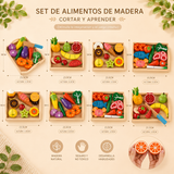 Set de Comidas Montessori: Alimentos de Madera para la Tiendita
