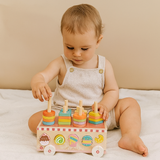 Carro de Bloques de Madera Montessori – Clasificador de Formas - Bebés +18 meses | Juguete Didáctico Sensorial