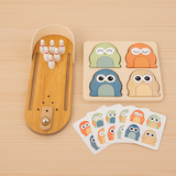 Pack Mini Bowling de Madera + Puzzle Buho 3D