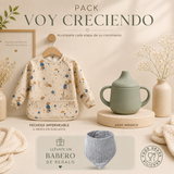 Pack Voy Creciendo: Pechera Impermeable y Vaso Antiderrame + Babero de Regalo