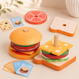 Patrones de Hamburguesas Montessori - Orden Lógico y Motricidad en Madera