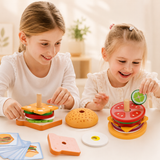 Patrones de Hamburguesas Montessori - Orden Lógico y Motricidad en Madera