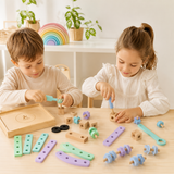 Caja de Herramientas Montessori de Madera – Juego de Construcción y Coordinación
