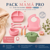 Pack Mamá PRO: Babero + Platos  + Cubiertos +  Bow Antiderrame + Mordedor de Frutas de Regalo (Copia)