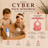 Pack Sensorial: Chuchara Dosificadora +Vaso de entrenamiento + Babero Silicona