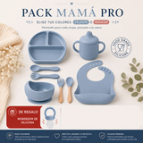 Pack Mamá PRO: Babero + Plato + Bowl + Cubiertos + Vaso Antiderrame + Mordedor de Frutas de Regalo