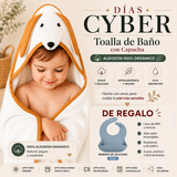 Toalla de Baño con Capucha: Algodón 100% Orgánico Más Babero de Silicona de regalo