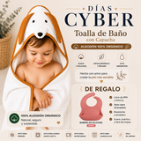 Toalla de Baño con Capucha: Algodón 100% Orgánico Más Babero de Silicona de regalo