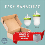 CYBER Pack 2 Mamaderas Silicona Anticólicos + Babero de Regalo