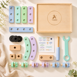 Caja de Herramientas Montessori de Madera – Juego de Construcción y Coordinación